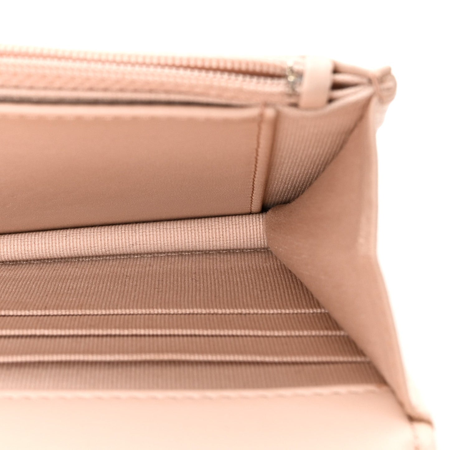 Lambskin Quilted Trendy CC Wallet On Chain WOC Light Beige