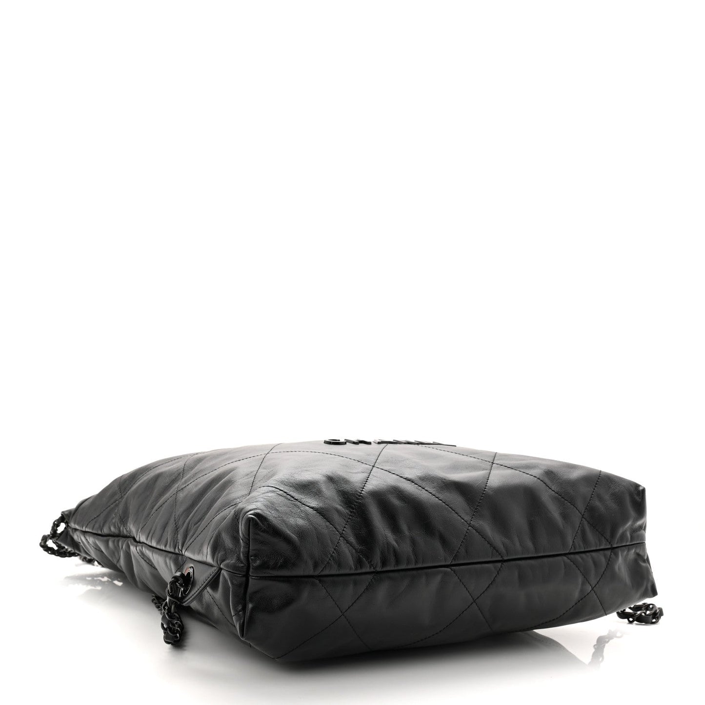 Shiny Calfskin Quilted Chanel 22 Backpack So Black