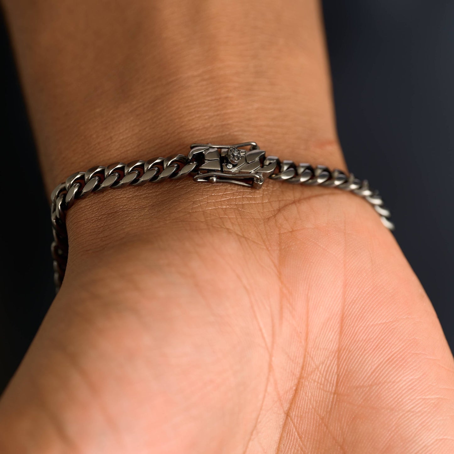Miami Cuban Chain Bracelet in Black - 5mm