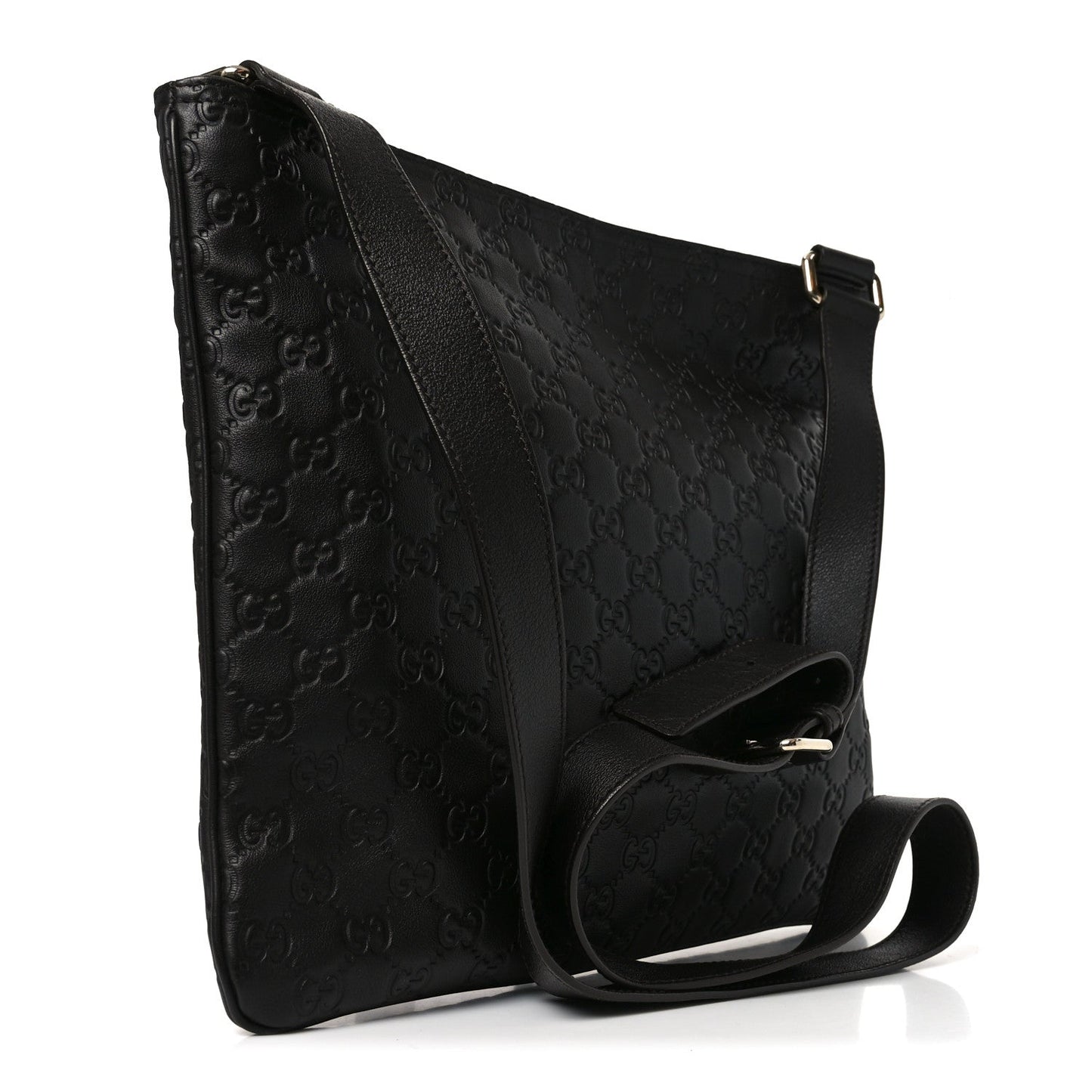 Guccissima Medium Flat Messenger Bag Black