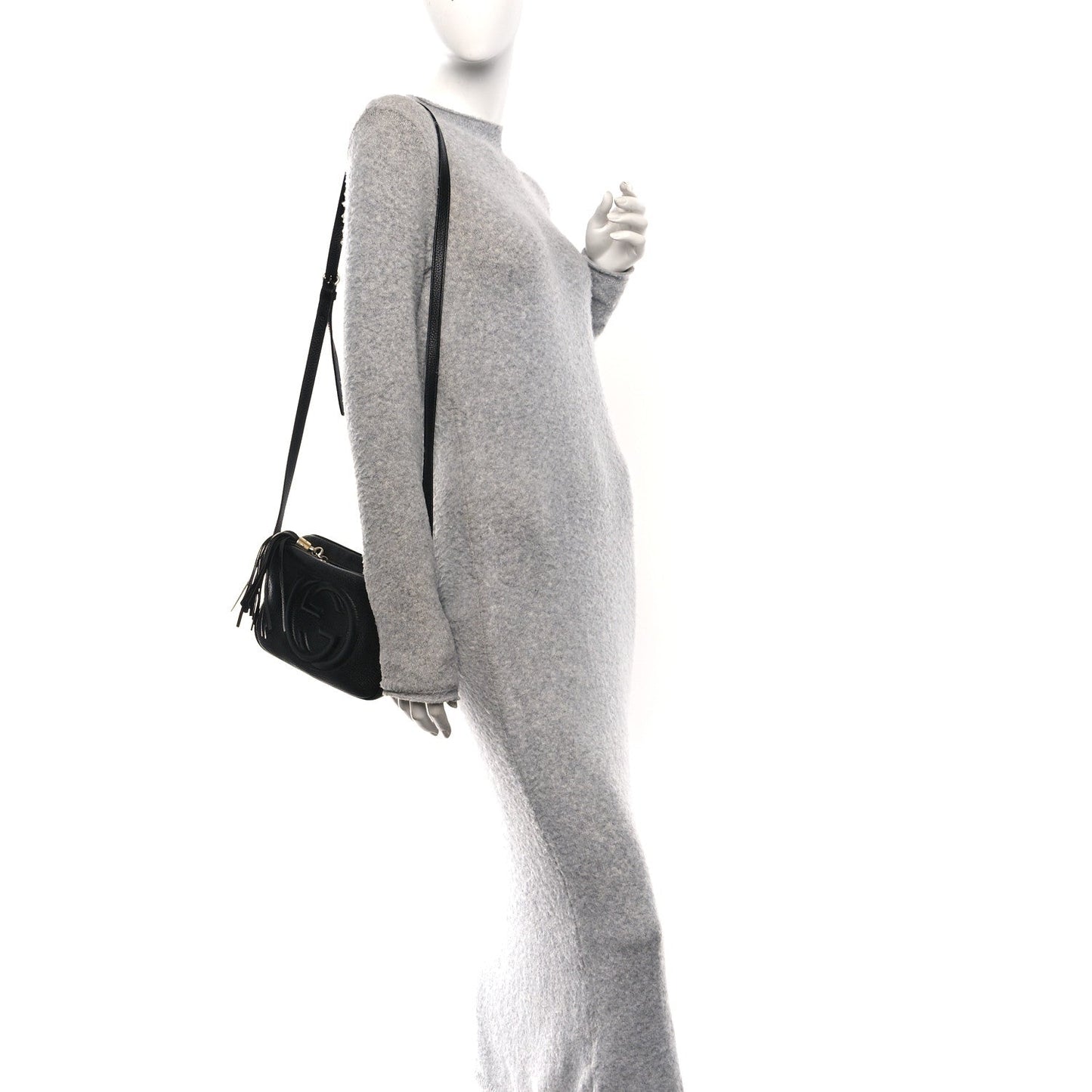 Pebbled Calfskin Small Soho Disco Bag Black