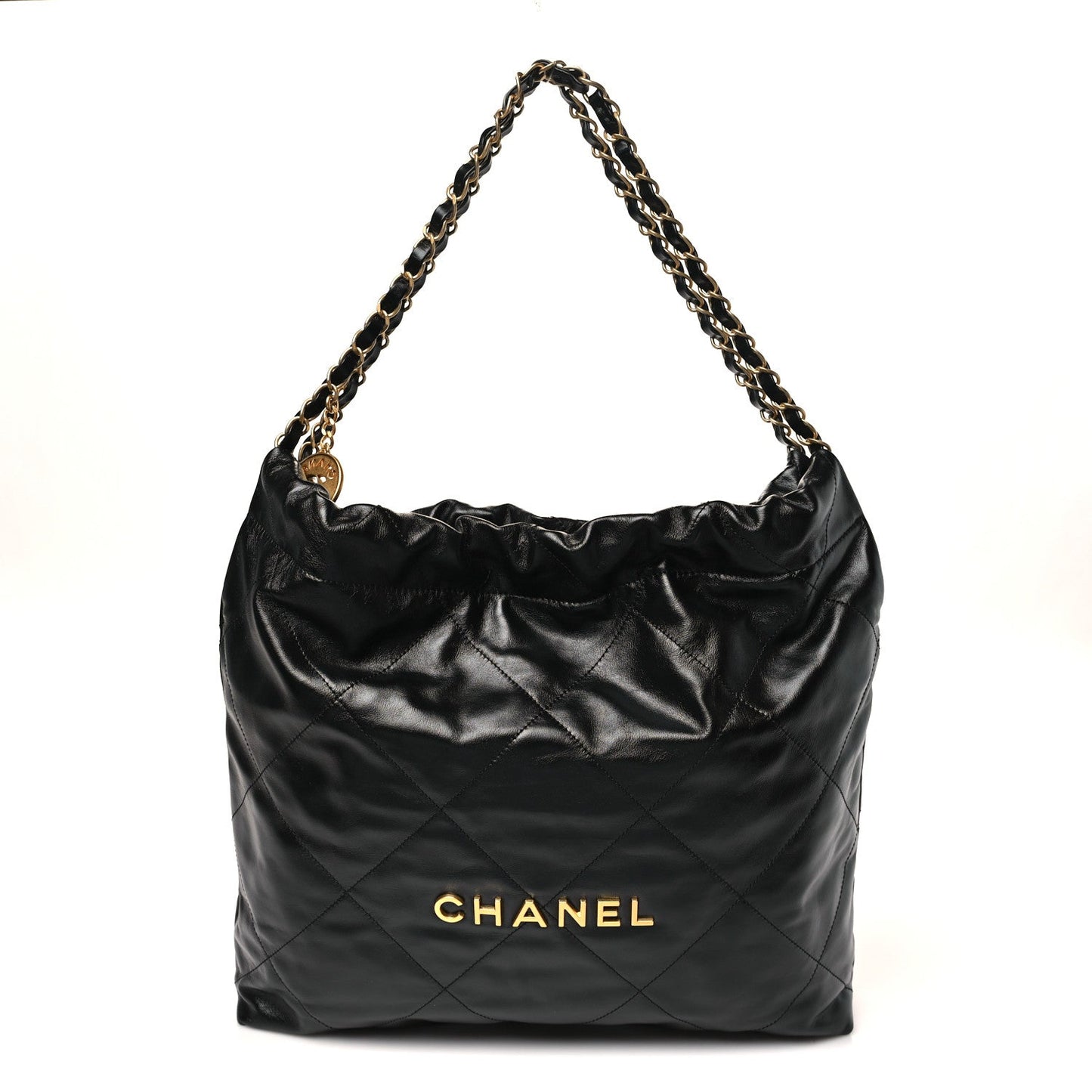 Shiny Calfskin Quilted Chanel 22 Black