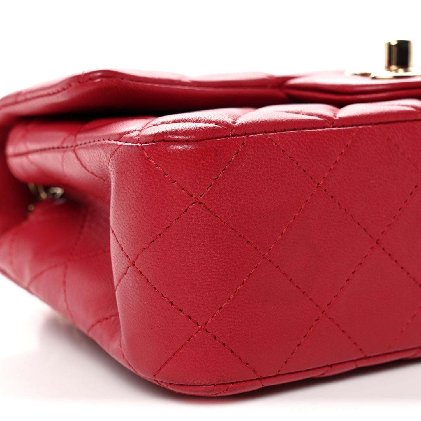 Lambskin Quilted Mini Rectangular Flap Dark Pink
