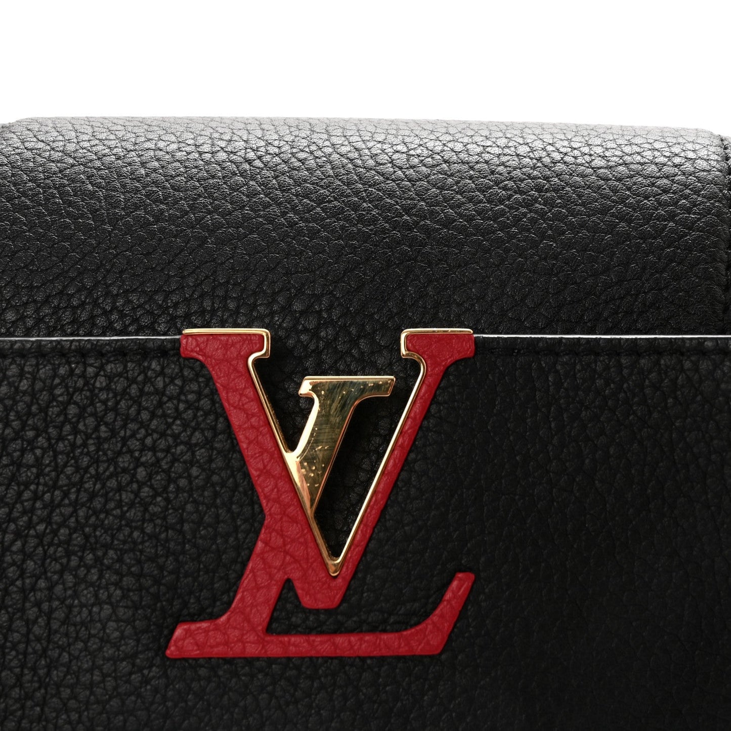 Taurillon Capucines MM Black Beige Red