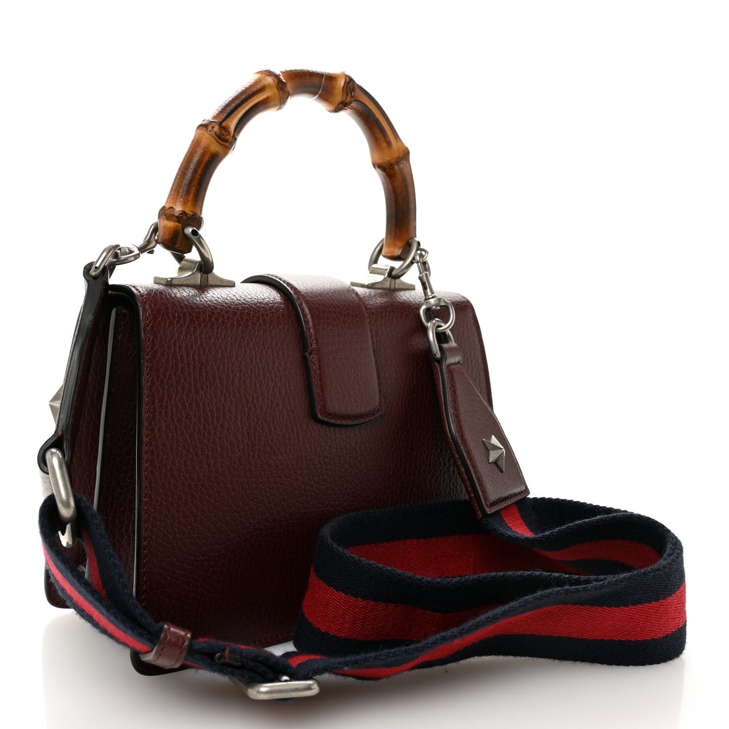 Dollar Calfskin Crystal Web Mini Dionysus Bamboo Top Handle Bag Vintage Bordeaux Black Diamond