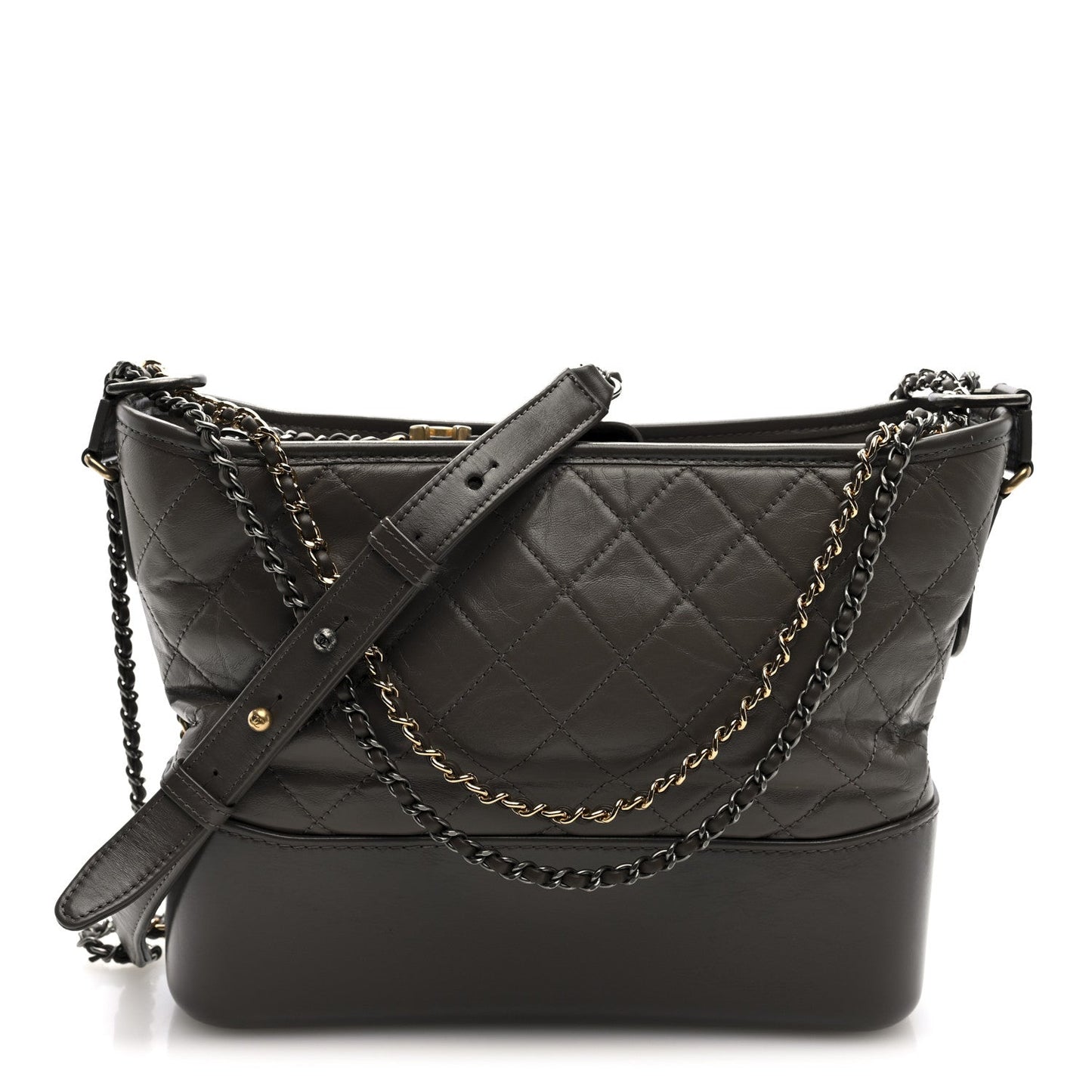 Aged Calfskin Quilted Medium Gabrielle Hobo Grey