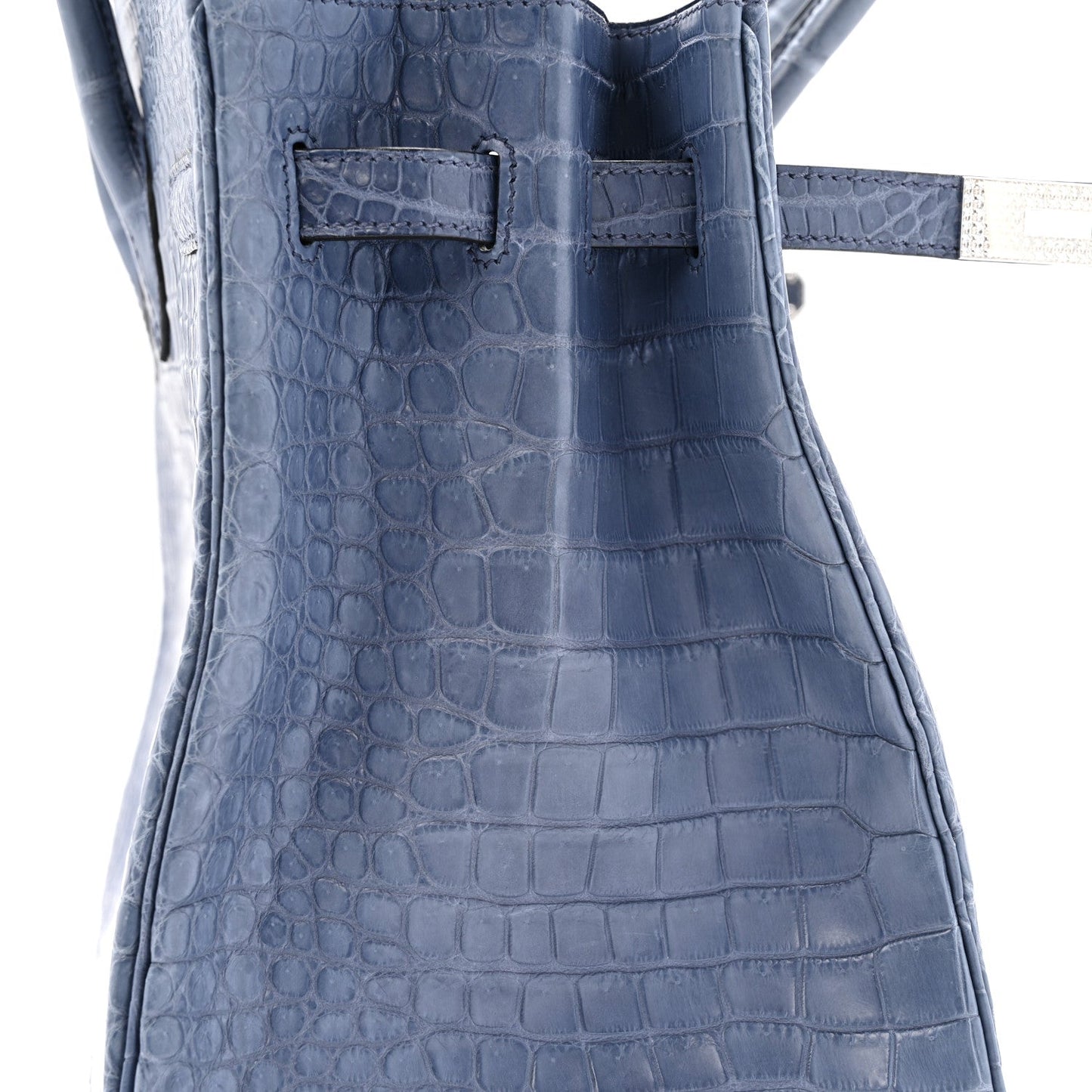 Matte Porosus Crocodile 18K White Gold Diamond Birkin 35 Bleu Brighton