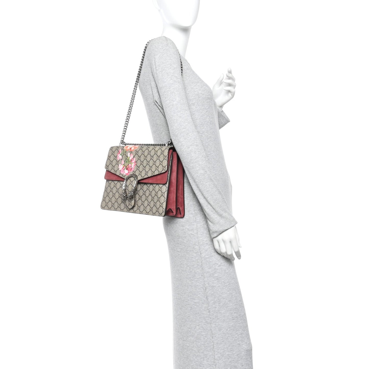 GG Supreme Monogram Blooms Medium Dionysus Shoulder Bag Beige Multicolor Dry Rose