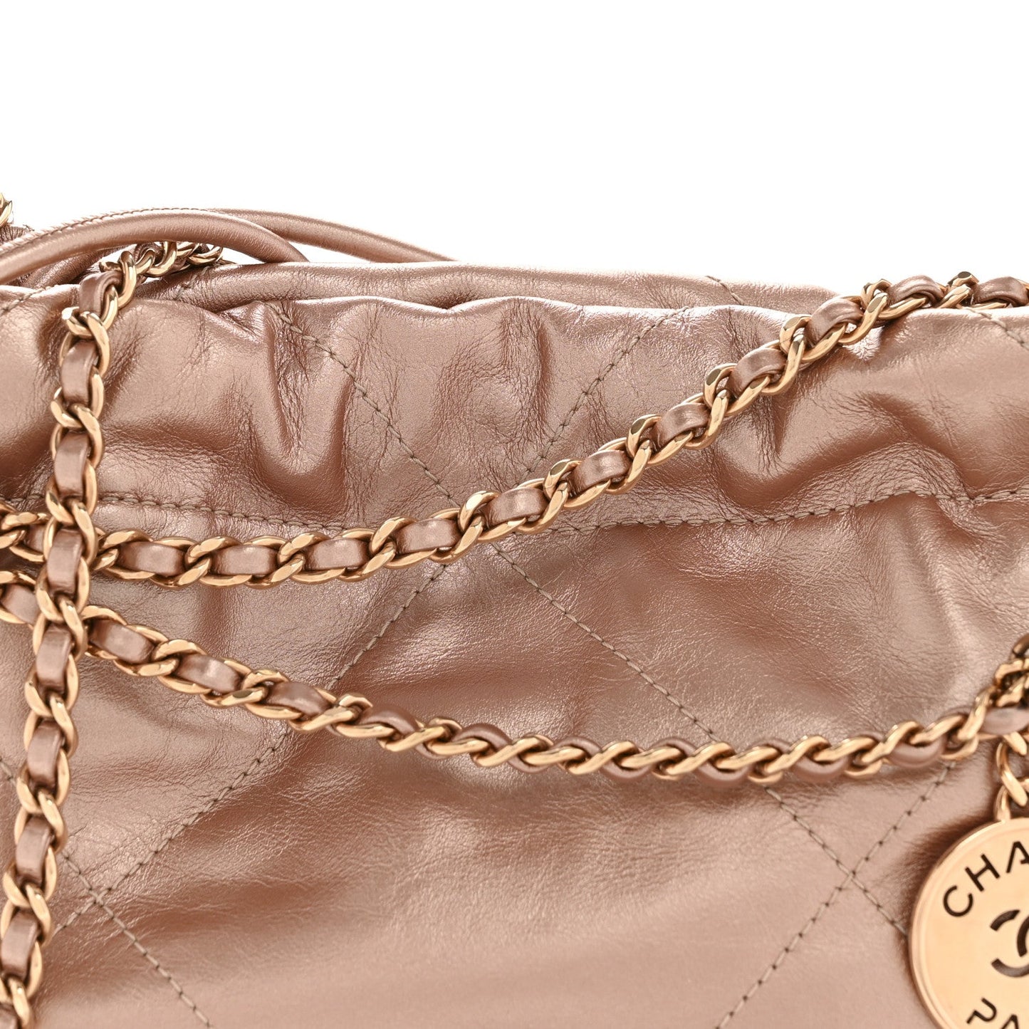 Metallic Calfskin Quilted Mini Chanel 22 Copper