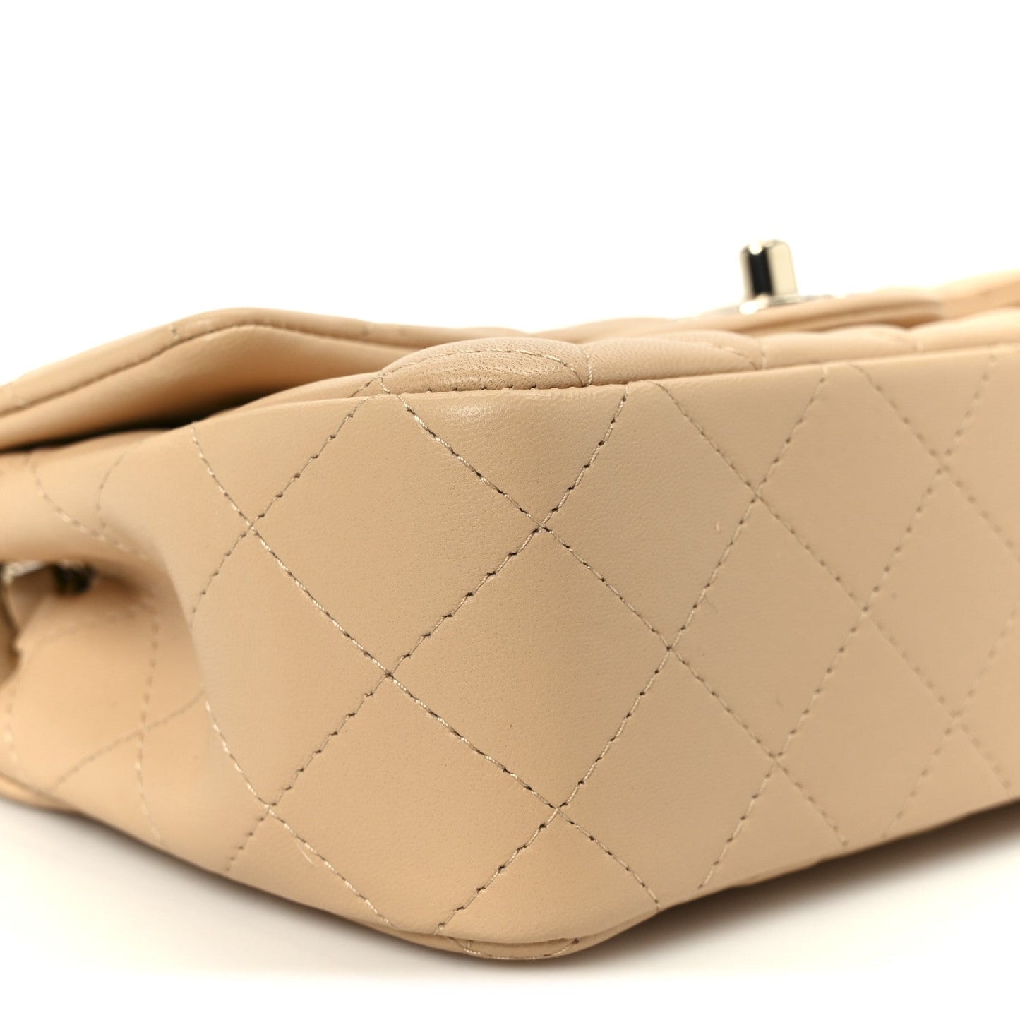 Lambskin Quilted Mini Rectangular Flap Beige