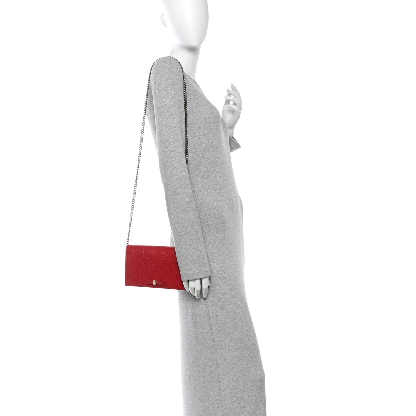 Guccissima Signature Bowy Chain Wallet Hibiscus Red
