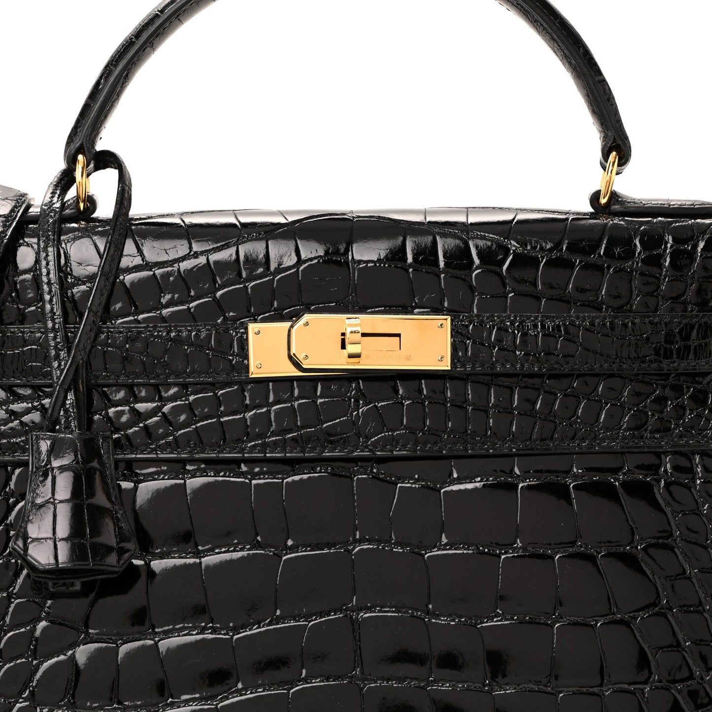 Shiny Alligator Kelly Sellier 32 Black