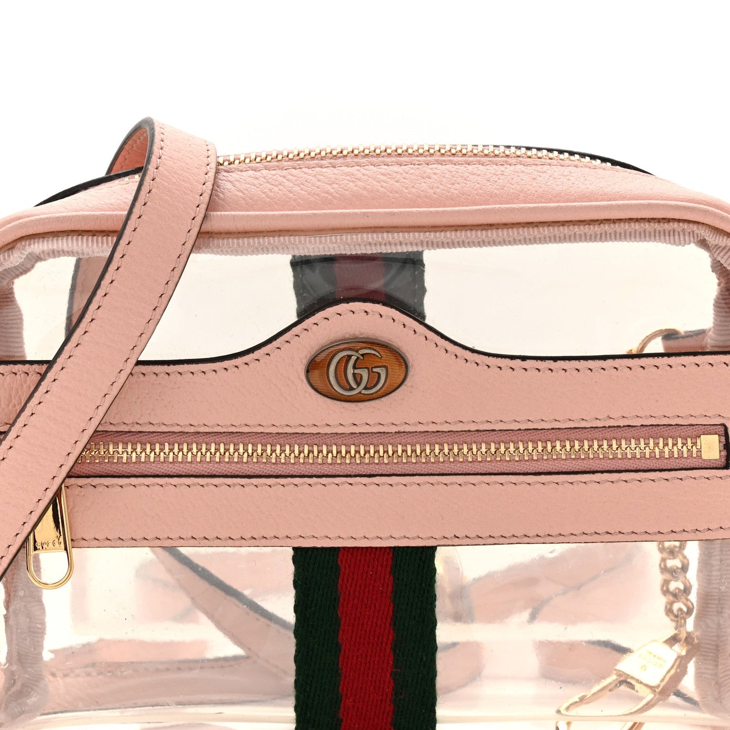 Vinyl Web Mini Ophidia Transparent Shoulder Bag Perfect Pink