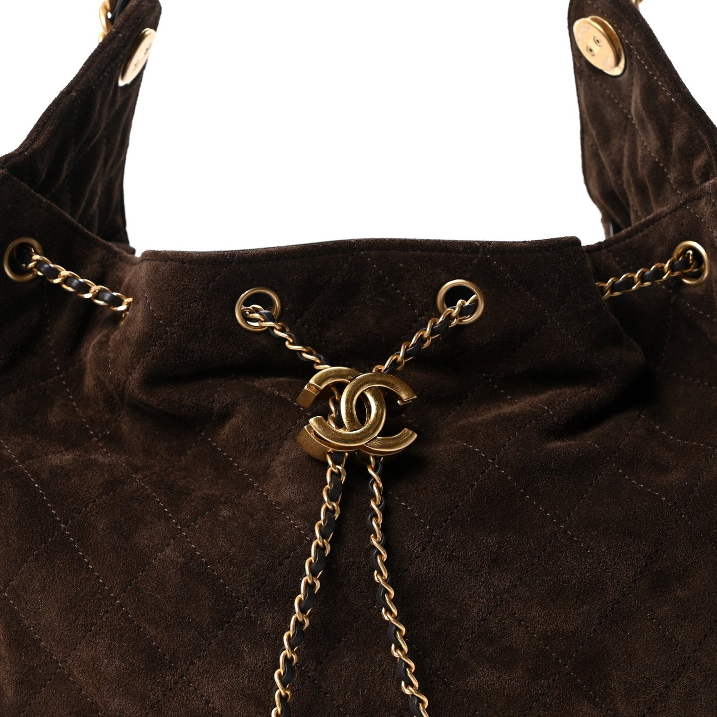 Suede Quilted Medium Chanel 25 Handbag Dark Brown
