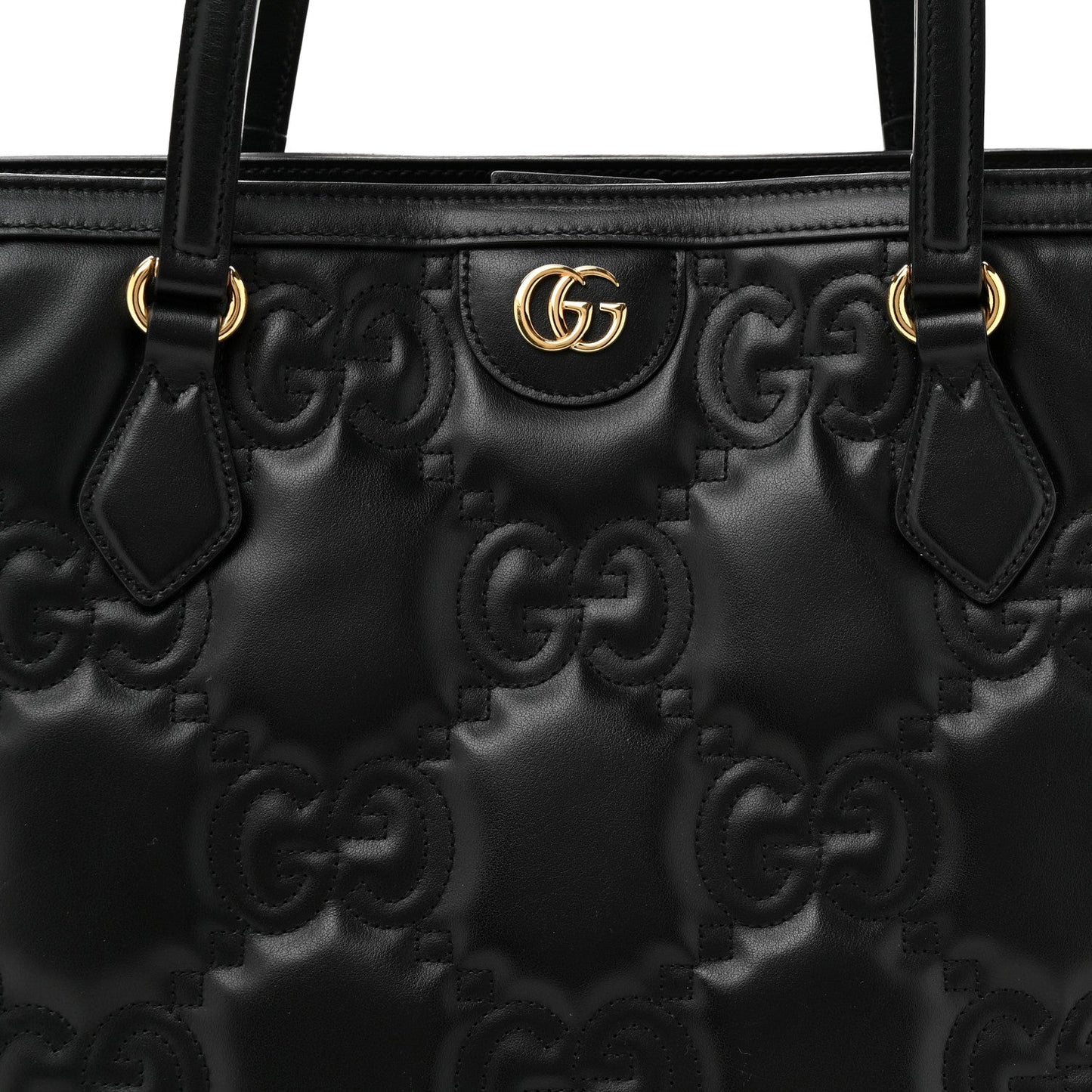 Calfskin GG Matelasse Medium Ophidia Shopping Tote Black