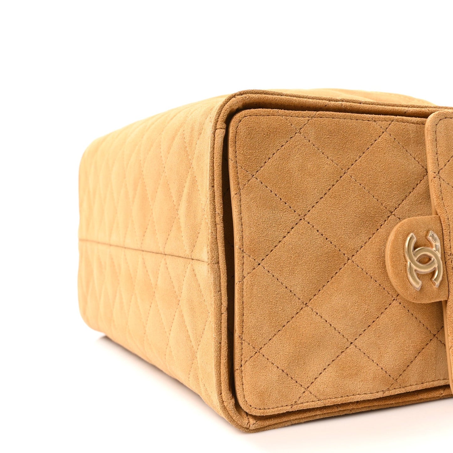 Suede Quilted Medium Chanel 25 Handbag Beige