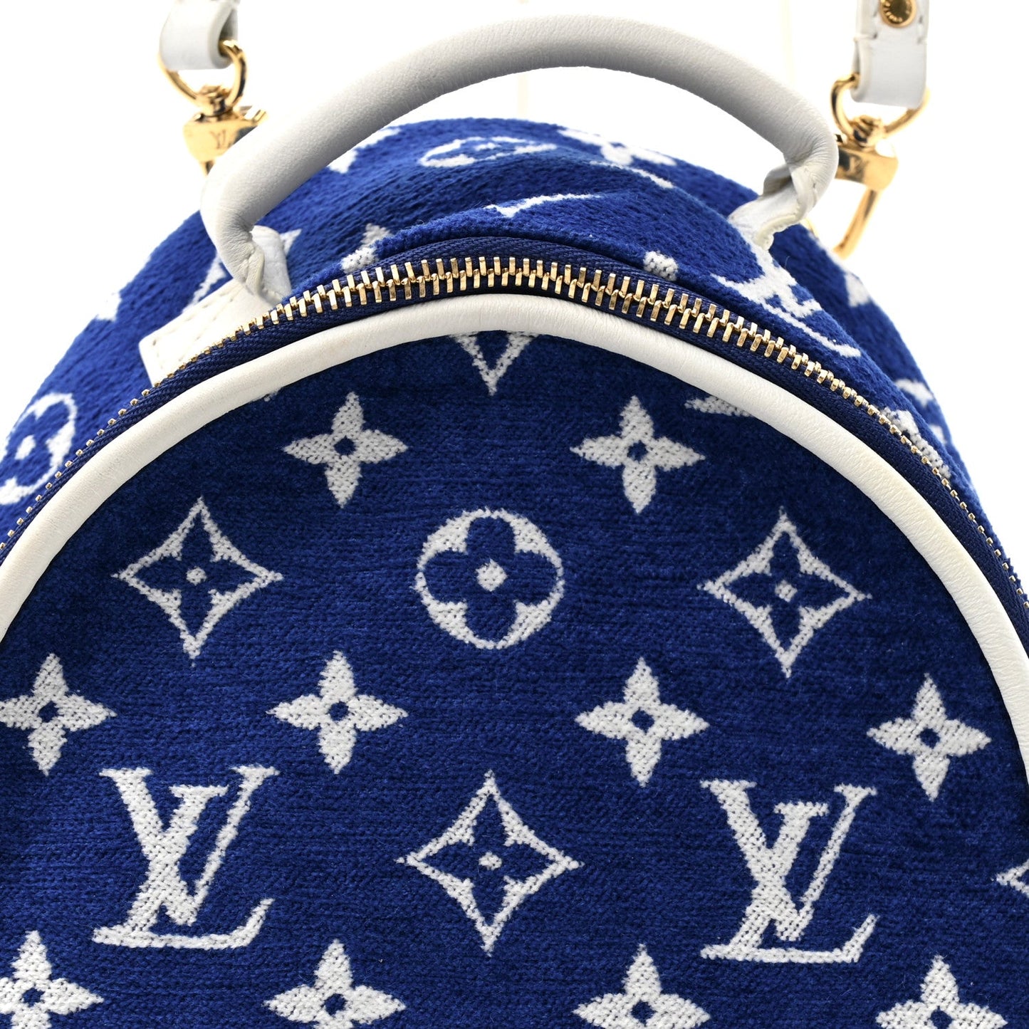 Jacquard Velvet Monogram Palm Springs Backpack Mini Blue