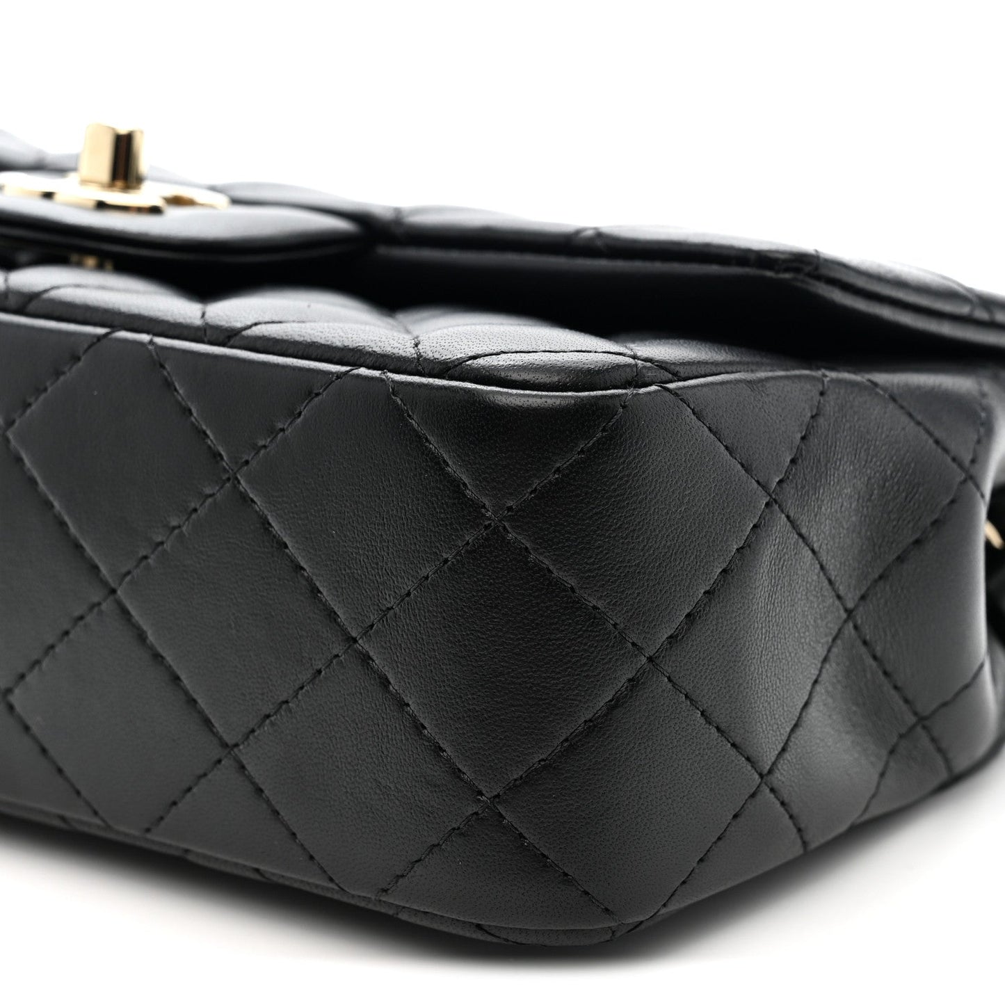 Lambskin Quilted Mini Rectangular Flap Black