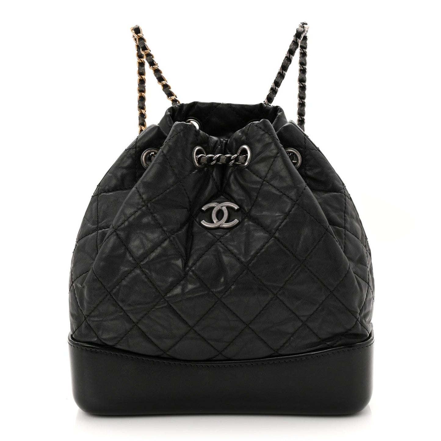 Aged Calfskin Quilted Small Gabrielle Backpack Black