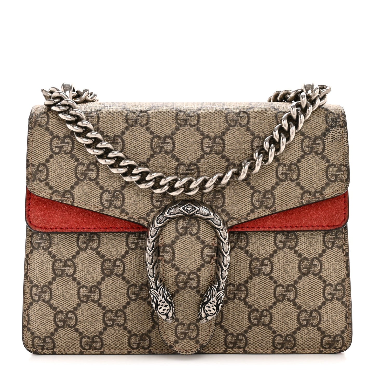 GG Supreme Monogram Mini Dionysus Shoulder Bag Hibiscus Red