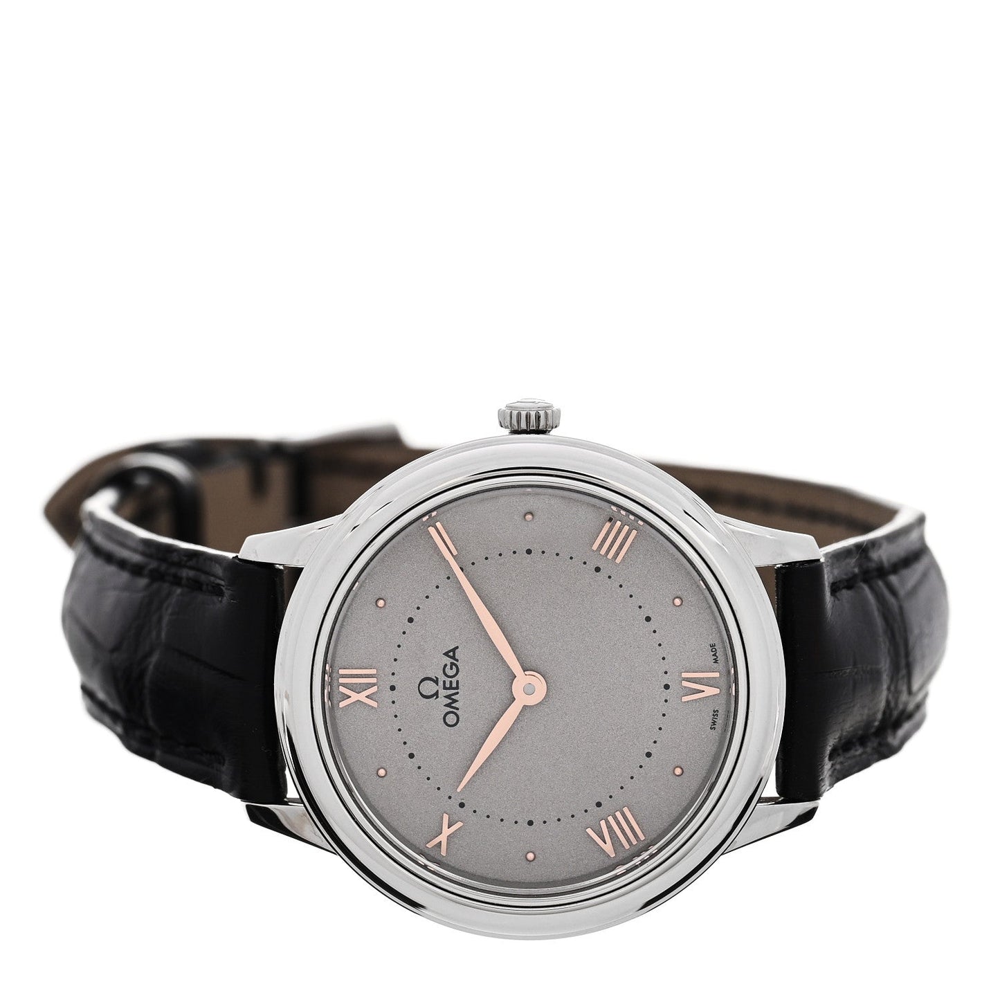 Stainless Steel Alligator 30mm De Ville Prestige Quartz Watch Silver 434.10.30.60.06.001