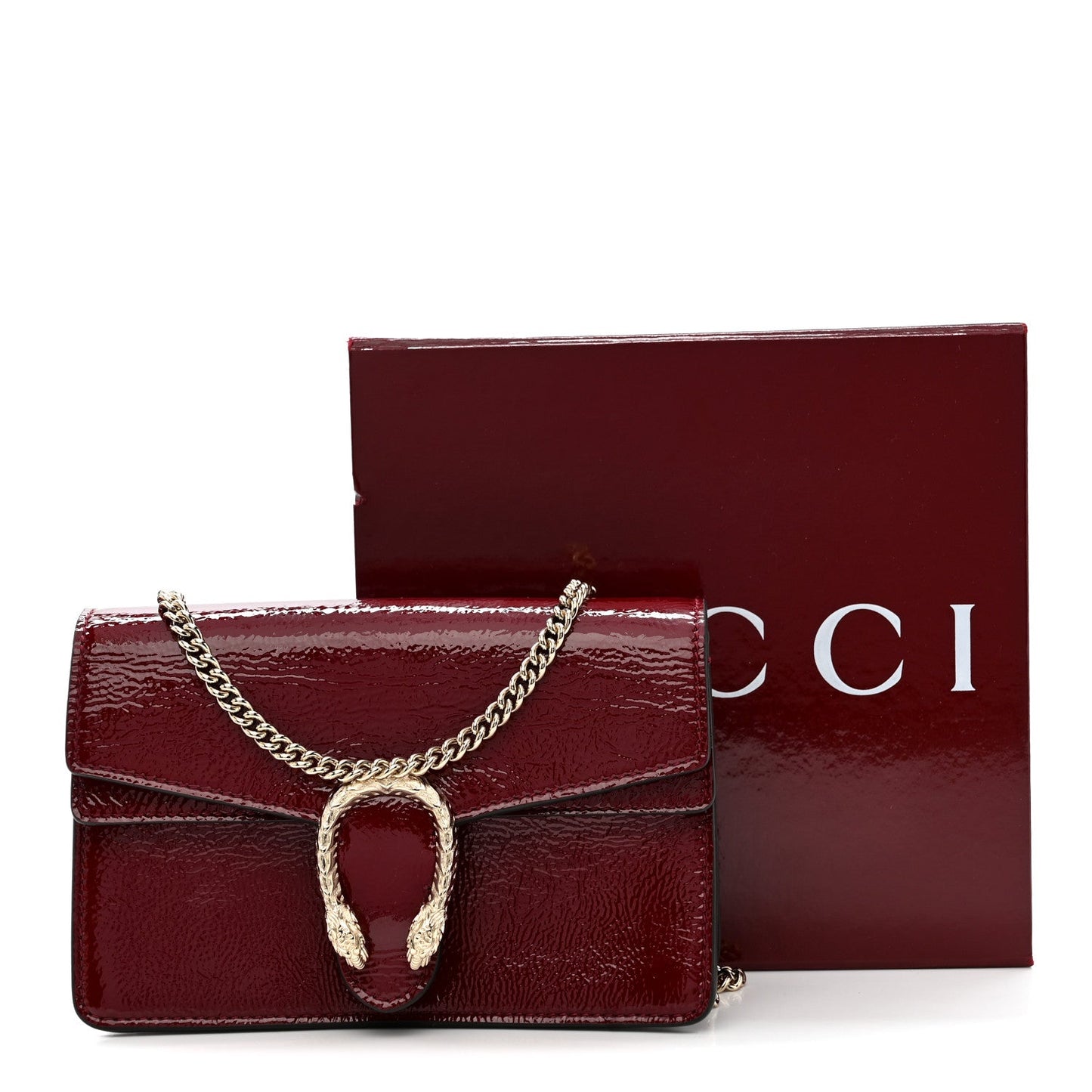 Crinkled Patent Mini Dionysus Shoulder Bag Rosso Ancora Red