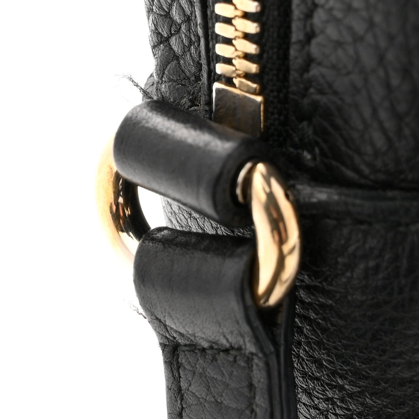 Pebbled Calfskin Small Soho Disco Bag Black
