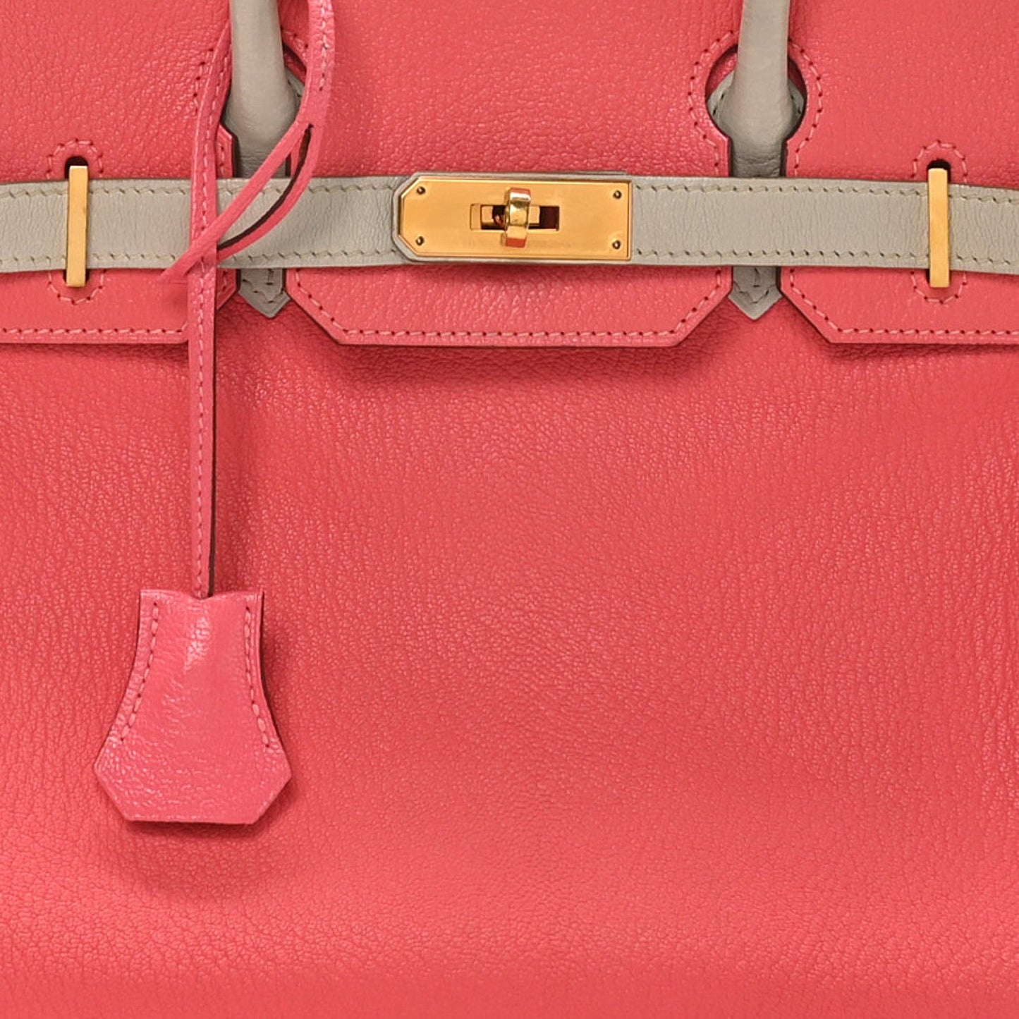 Chevre Mysore Horseshoe Birkin 30  Rose Lipstick Gris Perle