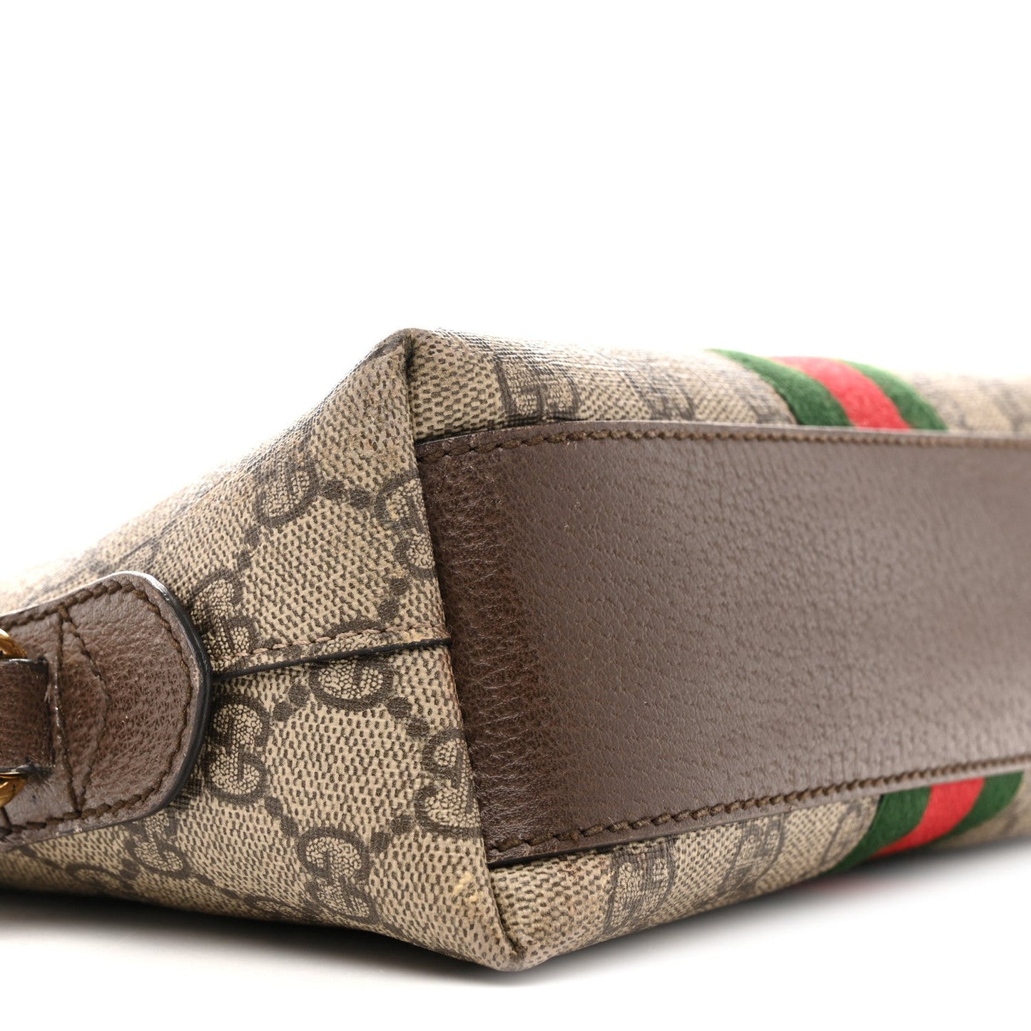 GG Supreme Monogram Textured Dollar Calfskin Web Small Ophidia Dome Shoulder Bag Beige Ebony New Acero