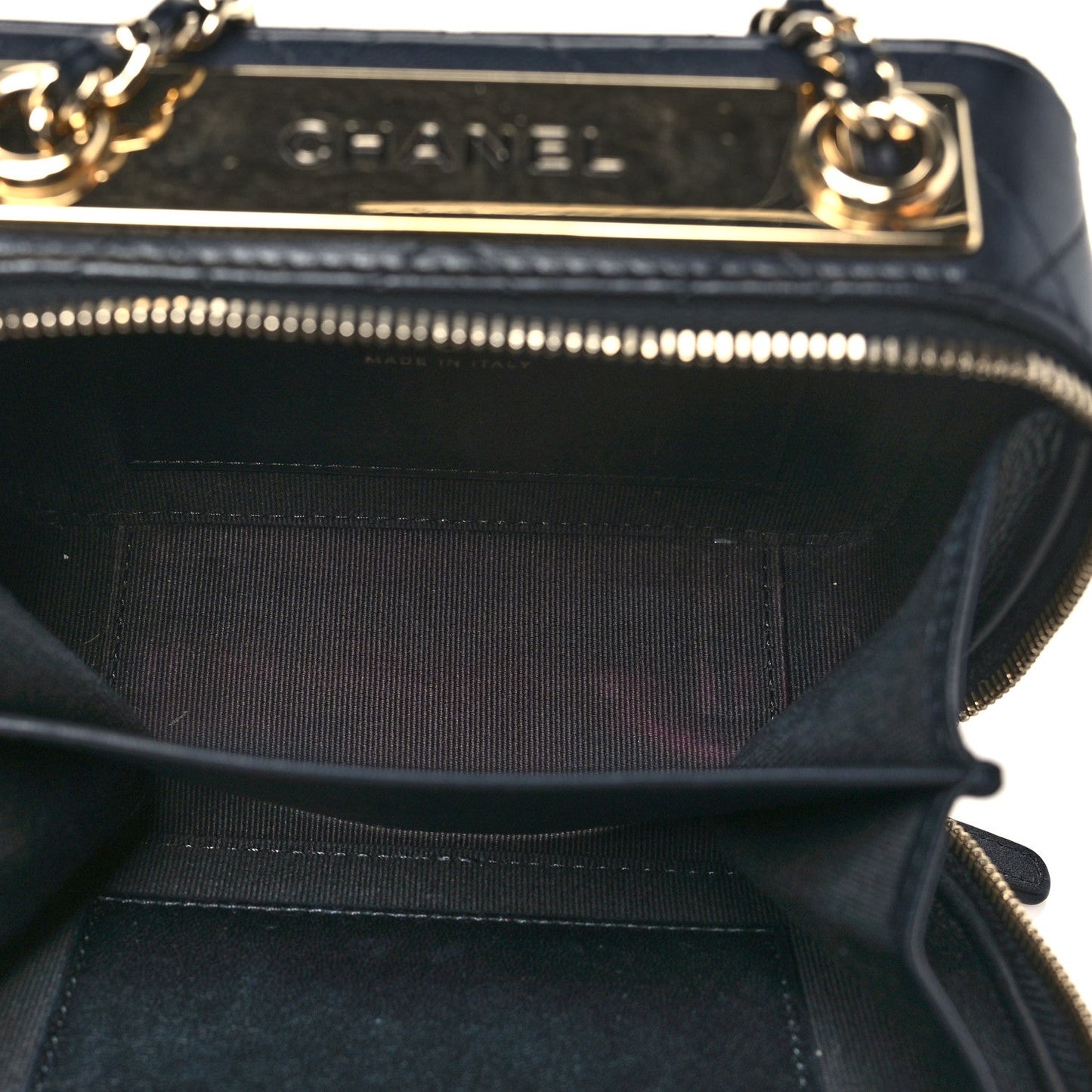 Lambskin Quilted Small Trendy CC Camera Case With Chain Navy