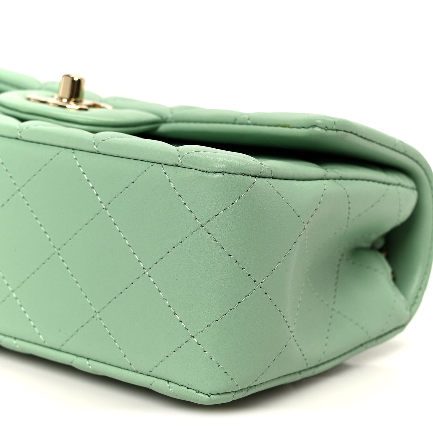 Lambskin Quilted Mini Rectangular Flap Green