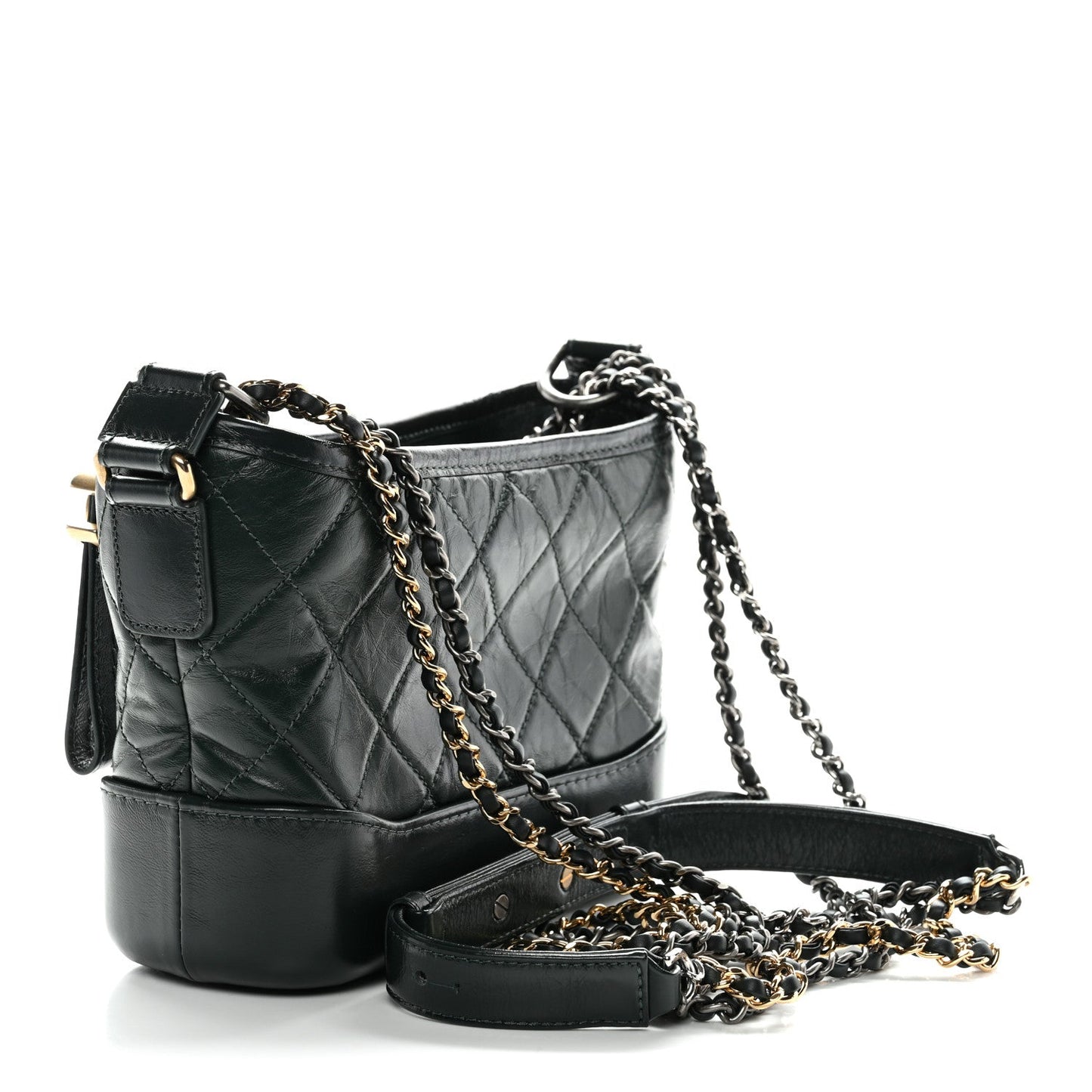 Aged Calfskin Quilted Small Gabrielle Hobo Dark Green