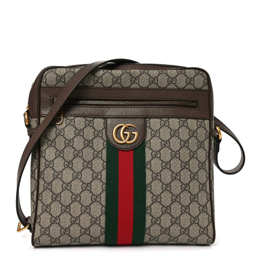 GG Supreme Monogram Web Medium Ophidia Messenger Bag Brown
