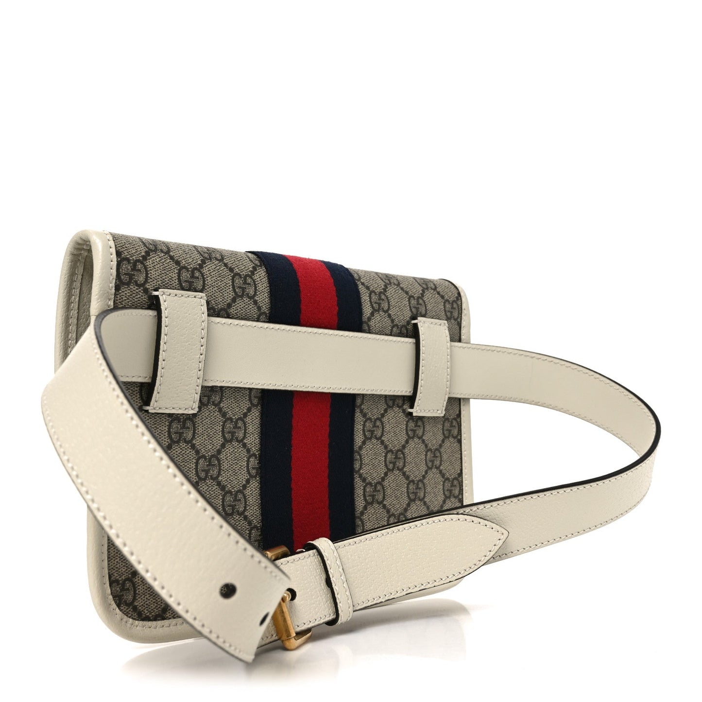 GG Supreme Monogram Web Small Ophidia Belt Bag 85 34 Beige Ebony White