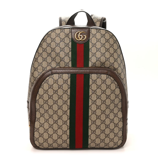 GG Supreme Monogram Medium Ophidia Day Backpack Brown
