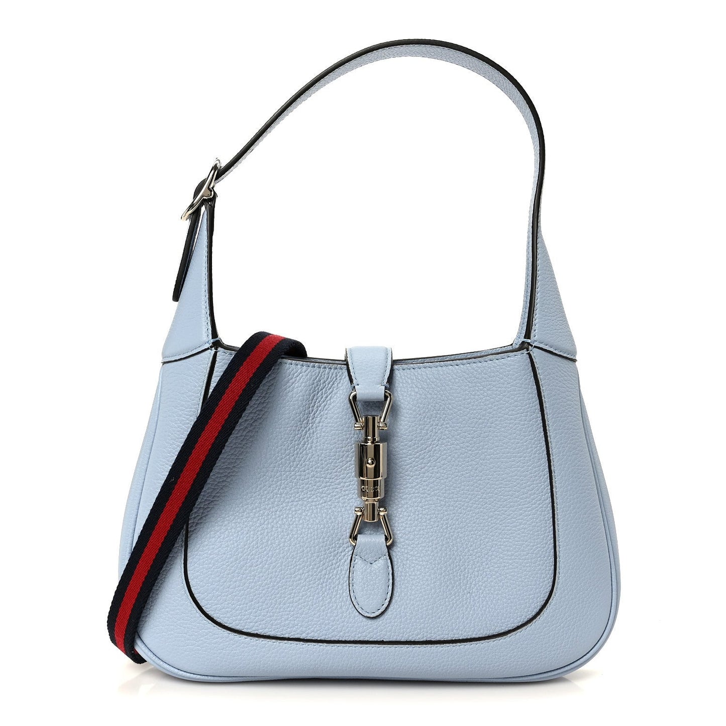 Grained Calfskin Web Medium Jackie 1961 Hobo Light Blue