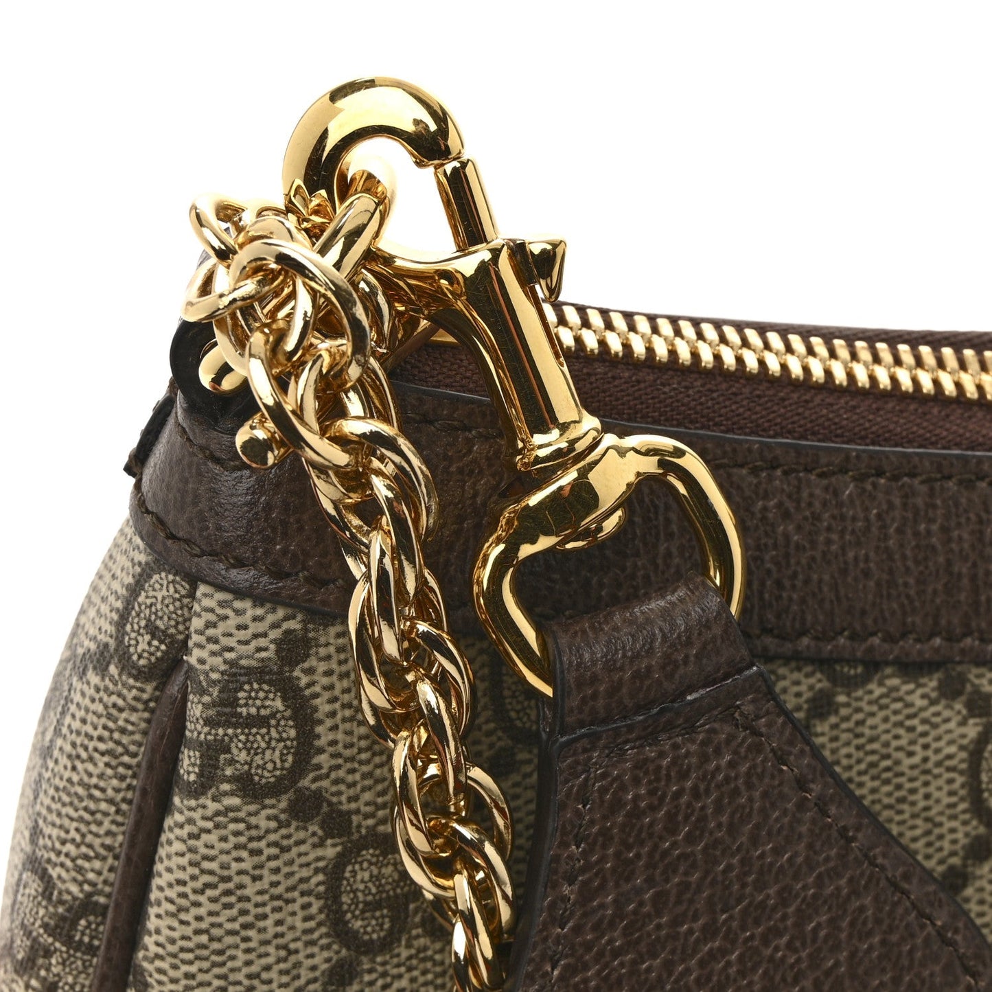 GG Supreme Monogram Textured Dollar Calfskin Web Small Ophidia GG Handbag Beige Ebony New Acero