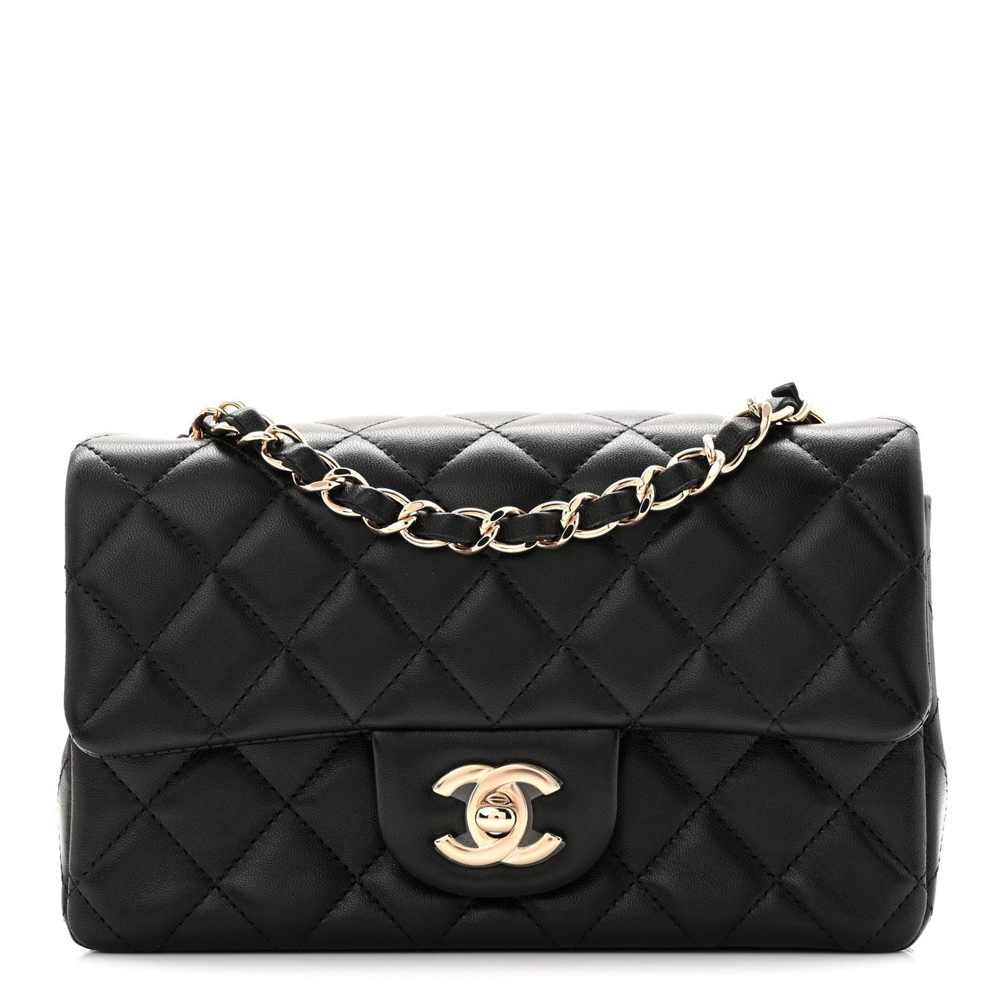 Lambskin Quilted Mini Rectangular Flap Black
