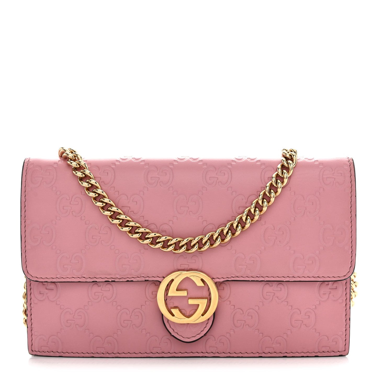 Guccissima Icon Chain Wallet Carmine Rose