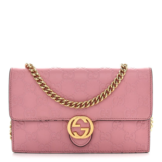 Guccissima Icon Chain Wallet Carmine Rose