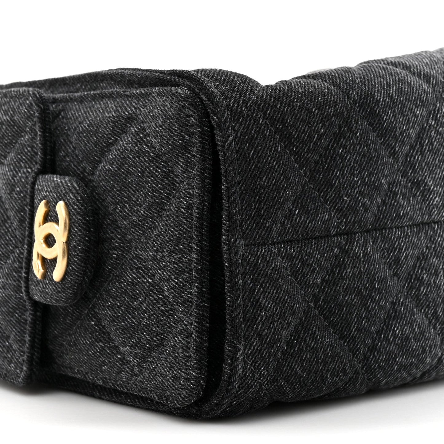 Washed Denim Quilted Mini Chanel 25 Handbag Black
