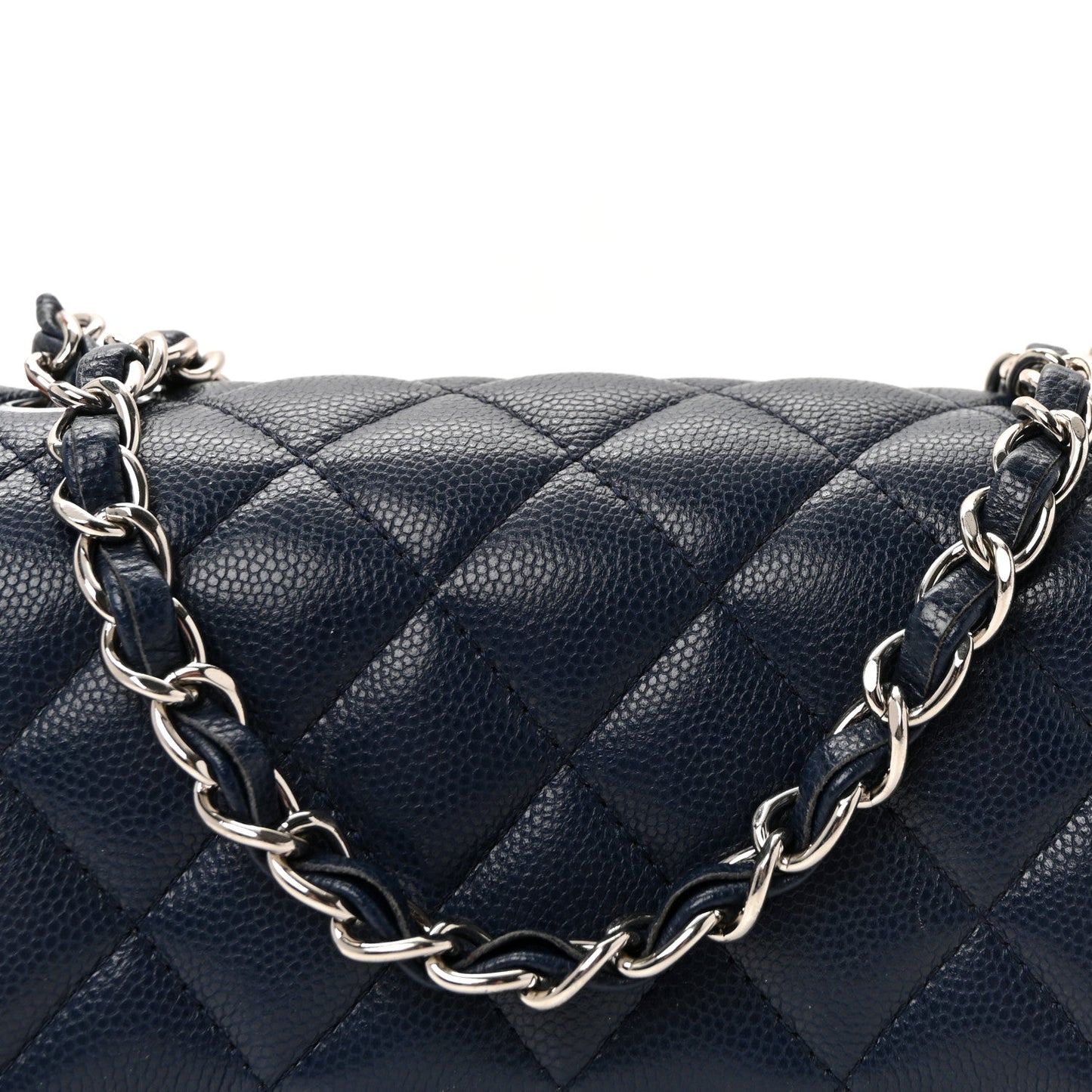 Caviar Quilted Mini Square Flap Navy