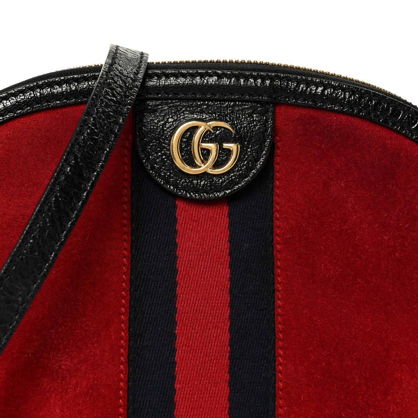 Suede Patent Web GG Small Ophidia Dome Shoulder Bag Hibiscus Red