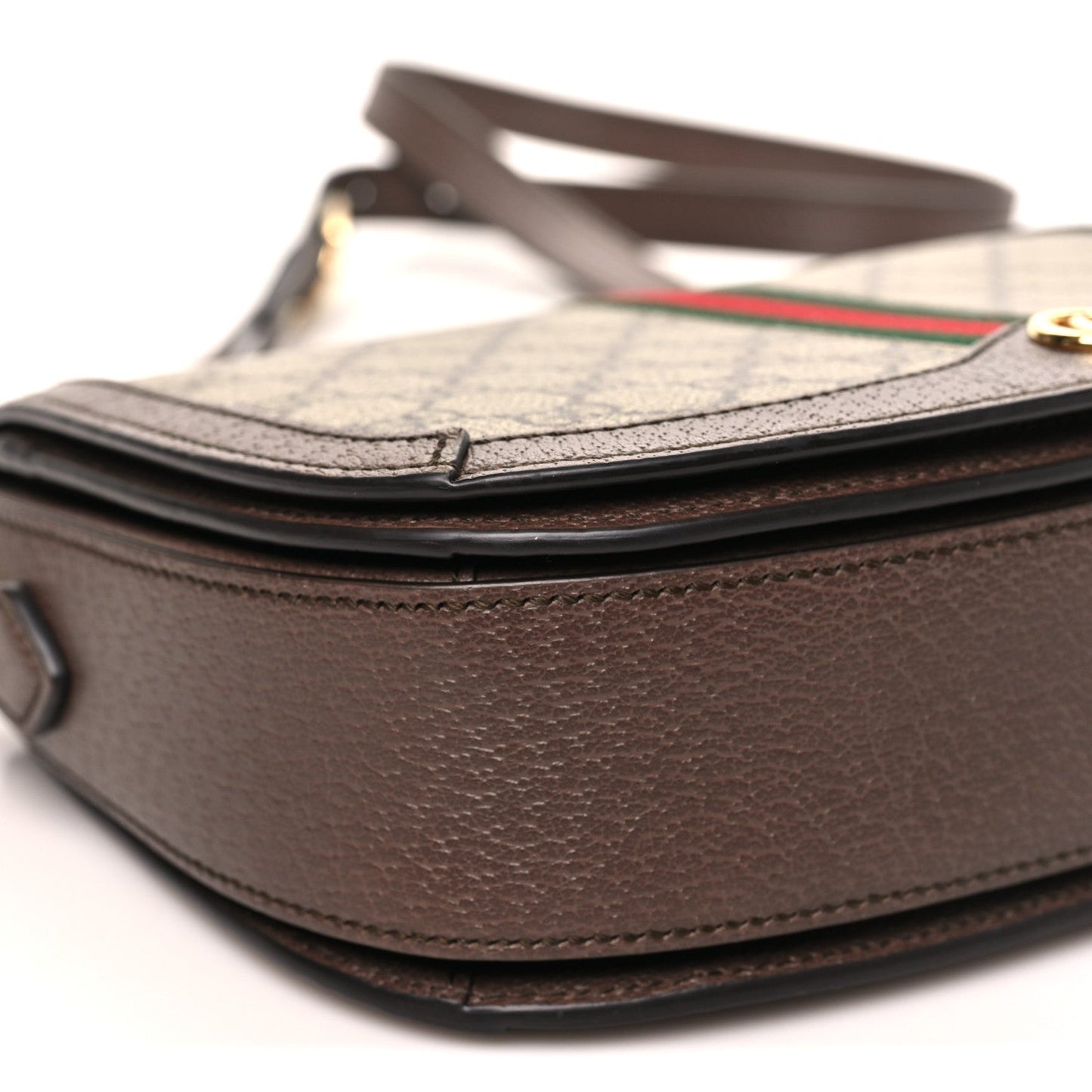 GG Supreme Monogram Web Small Ophidia Flap Messenger Bag Brown