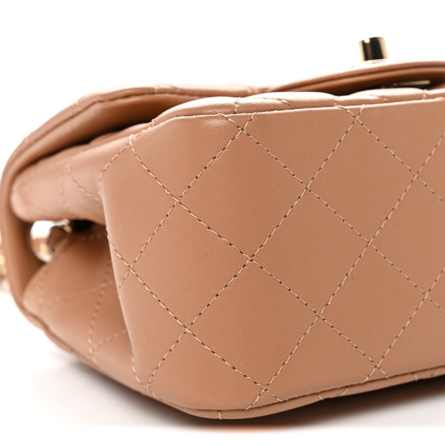 Lambskin Quilted Mini Square Flap Brown