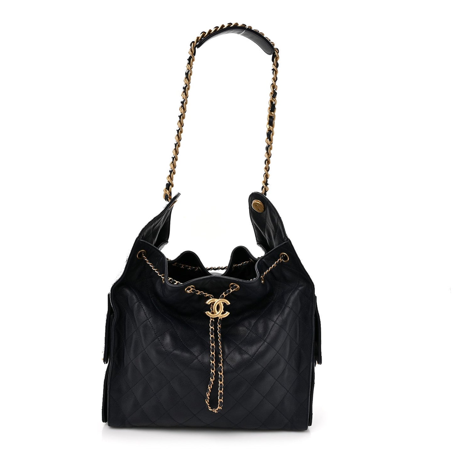 Caviar Quilted Medium Chanel 25 Handbag Dark Navy