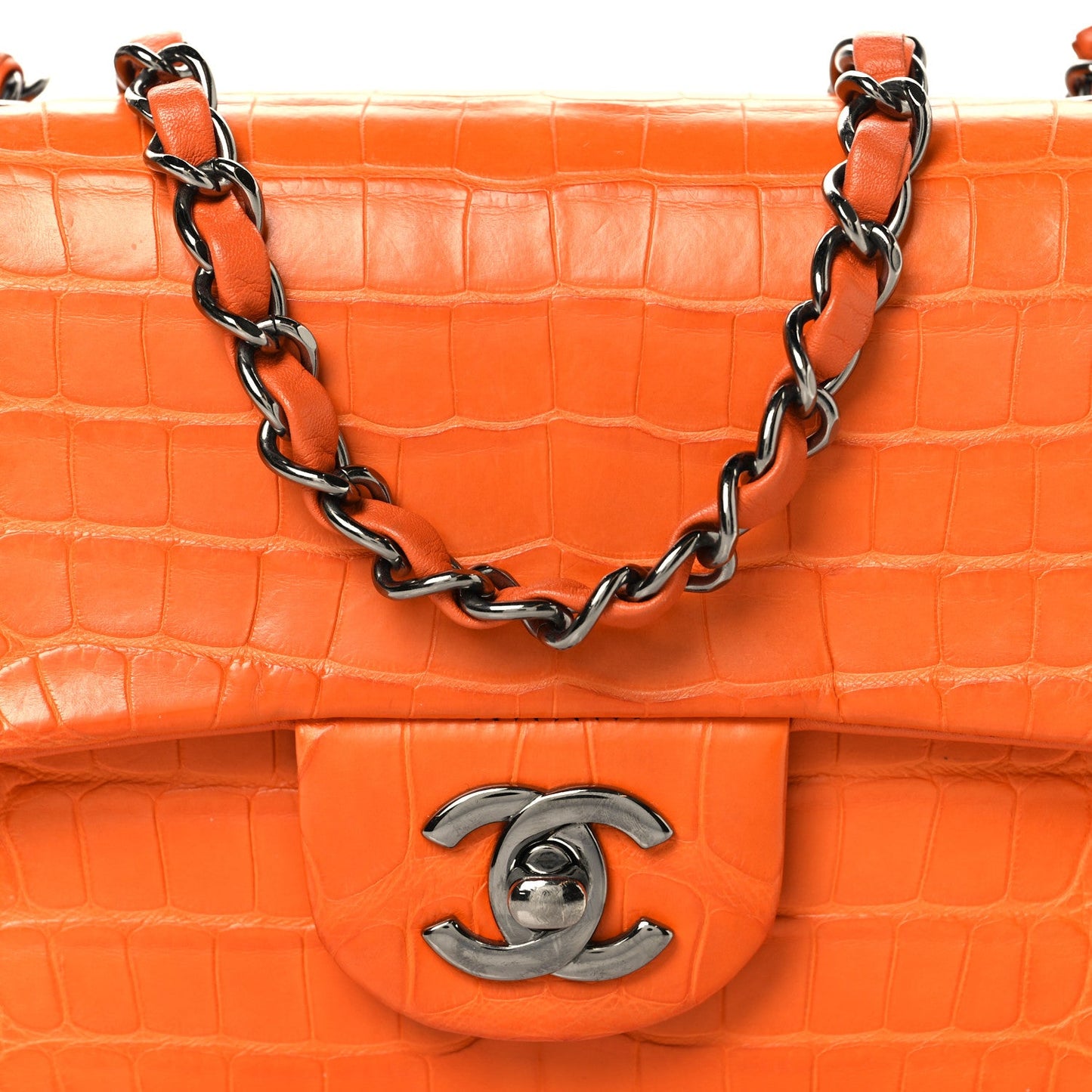 Alligator Mini Rectangular Flap Orange