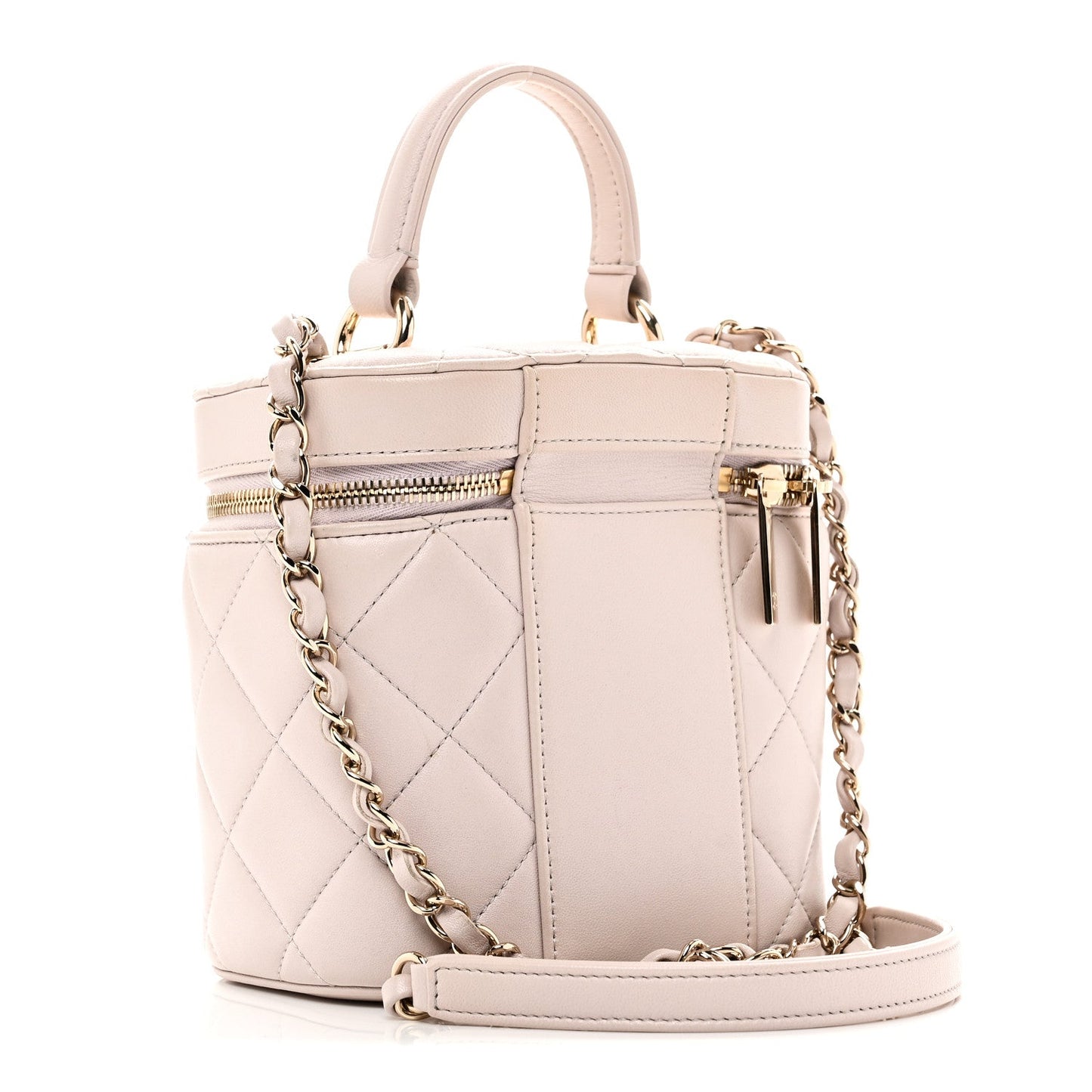 Lambskin Quilted Trendy Vanity Case Lilac