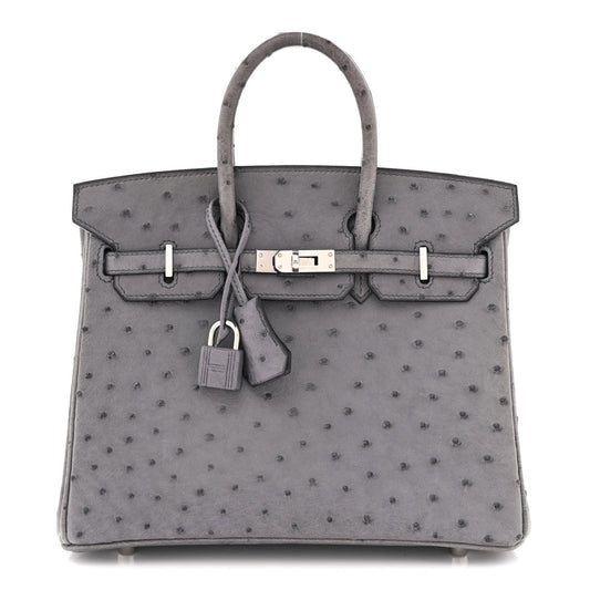 Ostrich Birkin 25 Gris Agate
