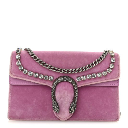 Velvet Crystal Super Mini Dionysus Shoulder Bag Malva